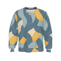 Abstract Orange and Blue Crew Neck Sweater