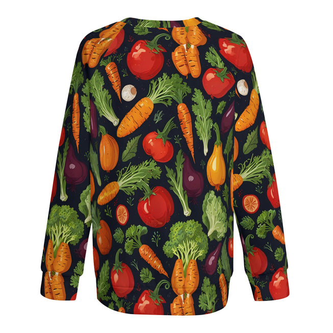 Veggies Pattern Women's Raglan Long Sleeved Sweatshirt