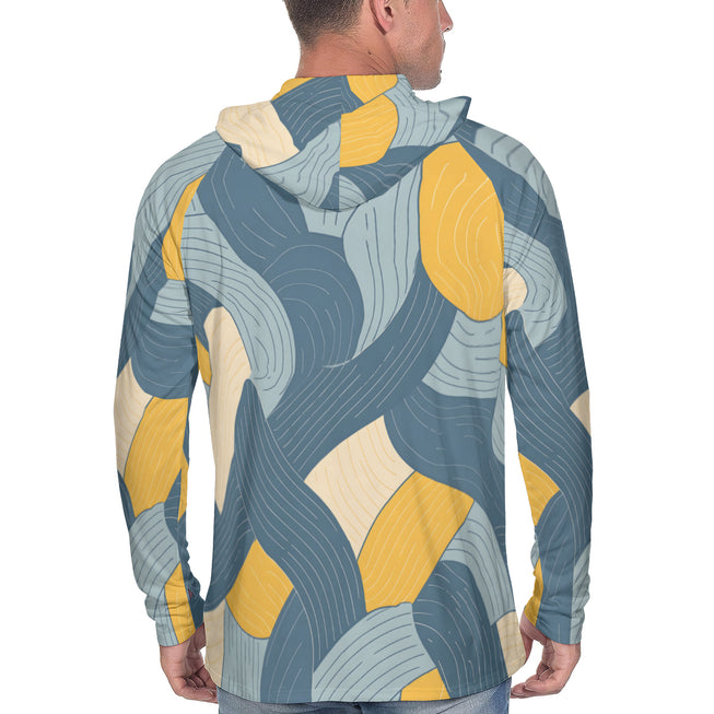 Abstract Orange and Blue Men's Sun Protection Long Sleeve Hoodie