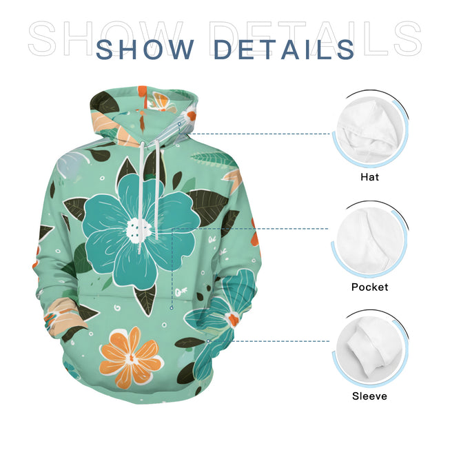 Floral Seamless Pattern Men's Adult Hoodie Set