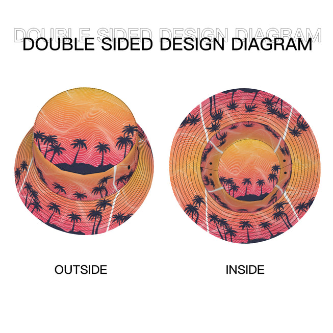 Sunset Pattern Double-Sided Unisex Polyester Bucket Hat