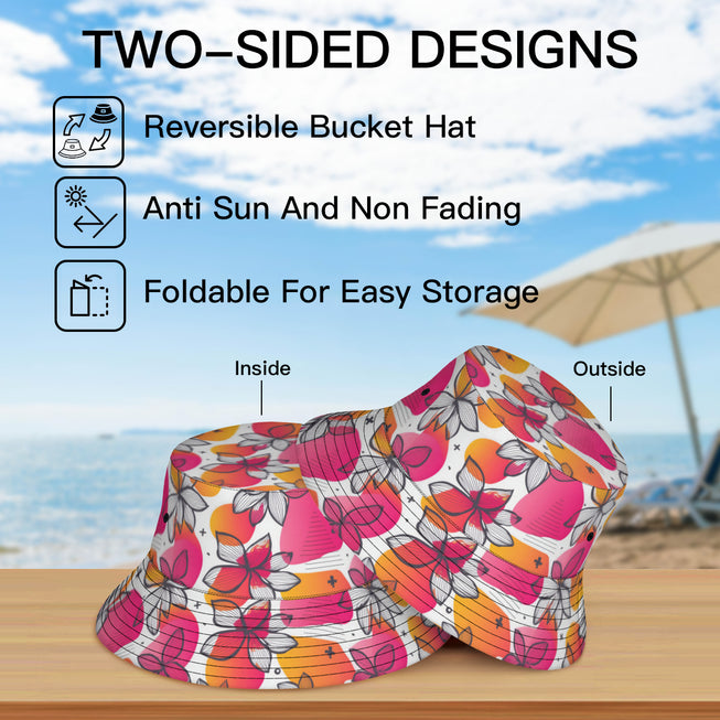 Floral Shapes Double-Sided Unisex Polyester Bucket Hat