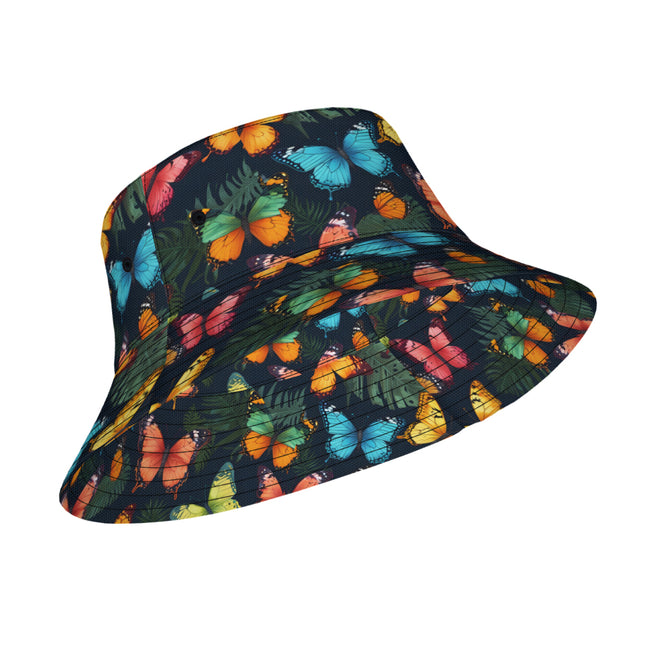 Tropical Butterfly Double-Sided Unisex Polyester Bucket Hat