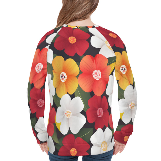 Floral Pattern Women's Raglan Long Sleeved Sweatshirt