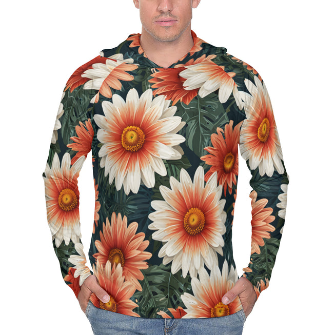 Daisy Pattern Men's Sun Protection Long Sleeve Hoodie