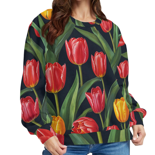 Tulip Pattern Crew Neck Sweater