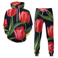 Tulip Pattern Men's Adult Hoodie Set