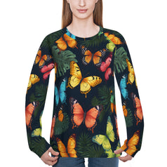 Tropical Butterfly Women's Raglan Long Sleeved Sweatshirt