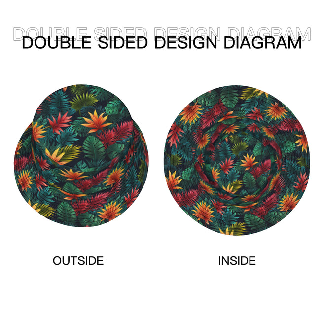 Tropical Pattern Double-Sided Unisex Polyester Bucket Hat