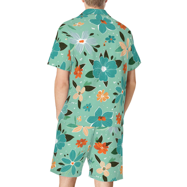 Floral Seamless Pattern Men's Shirt And Short Set