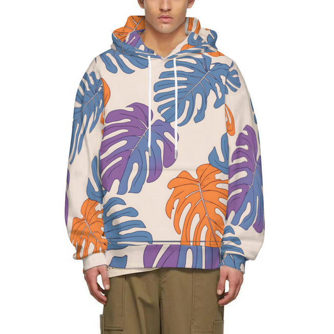 Bold Tropical Leaf Pattern Adult Hoodie