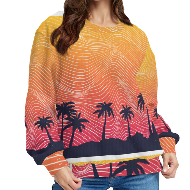 Sunset Pattern Crew Neck Sweater