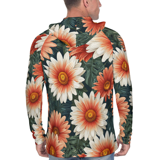 Daisy Pattern Men's Sun Protection Long Sleeve Hoodie