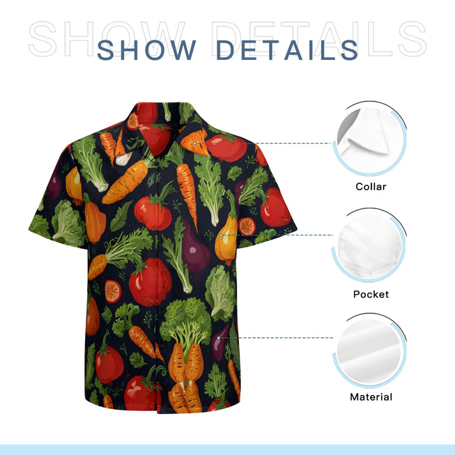 Veggies Pattern Women's Men's Casual Sort-Sleeved Shirt