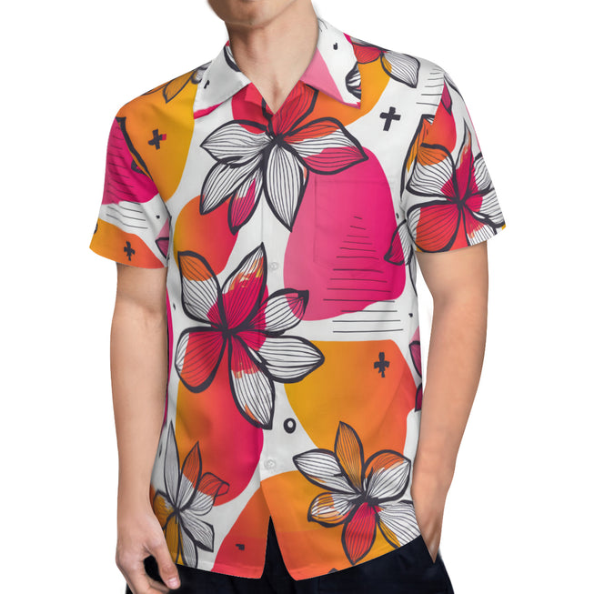 Floral Shapes Men's Casual Short-Sleeved Shirt