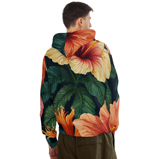 Hibiscus Tropical Pattern Men's Adult Hoodie Set