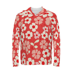 Red Floral Men's Sun Protection Long Sleeve Hoodie