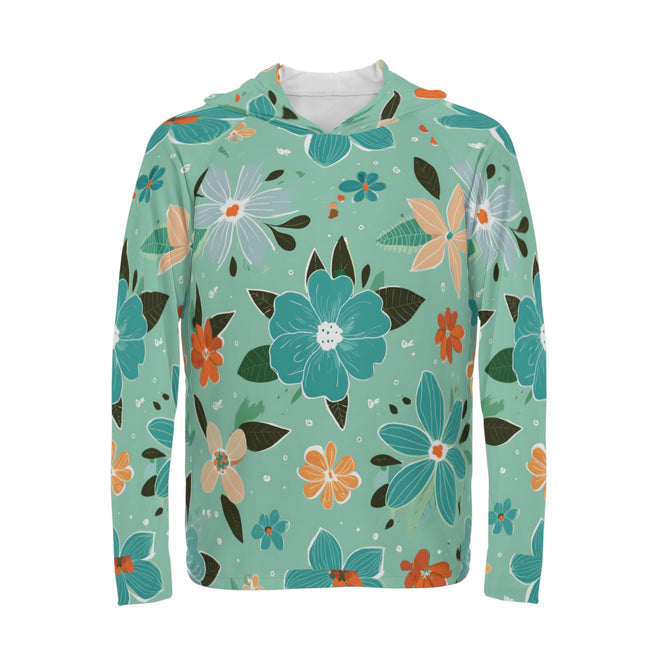 Floral Seamless Pattern Men's Sun Protection Long Sleeve Hoodie