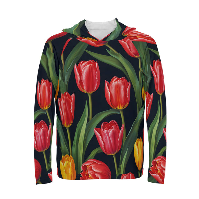 Tulip Pattern Men's Sun Protection Long Sleeve Hoodie