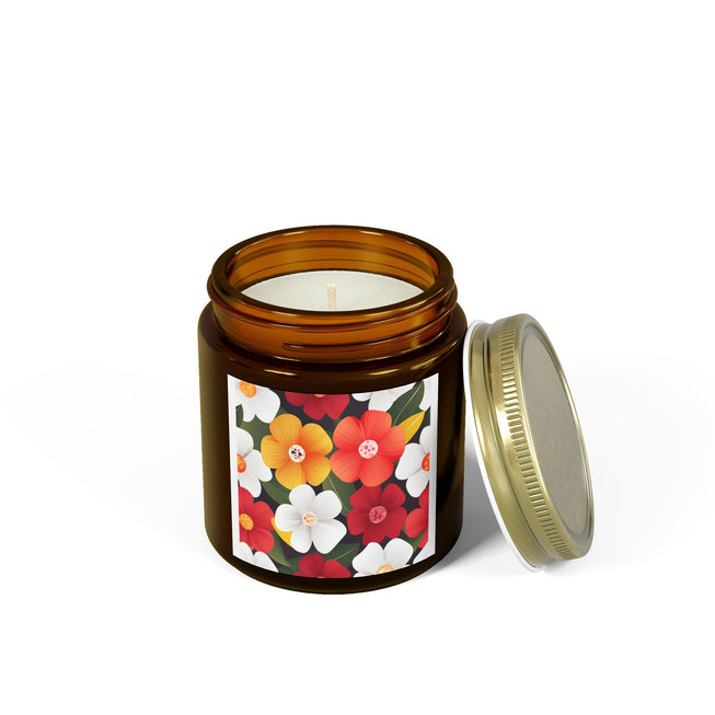 Flower Pattern Scented Coconut Apricot Candles (4oz, 9oz)