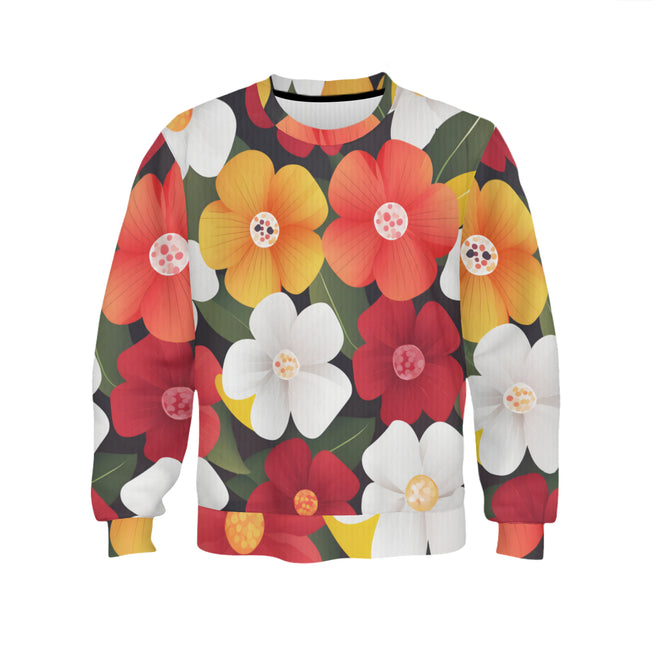 Floral Pattern Crew Neck Sweater