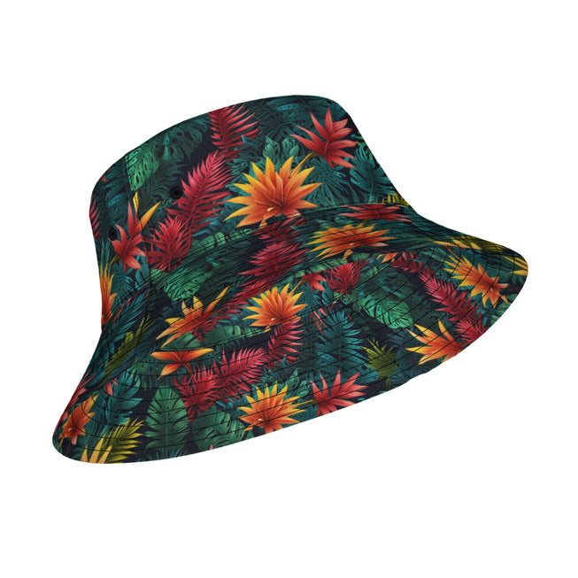 Tropical Pattern Double-Sided Unisex Polyester Bucket Hat