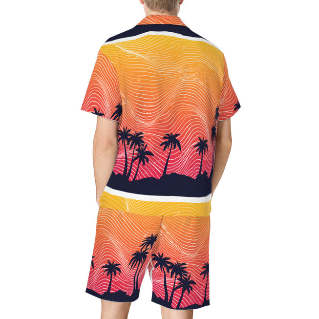 Sunset Pattern Men's Shirt And Short Set