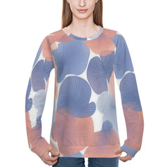 Floral Shapes Pattern Women's Raglan Long Sleeved Sweatshirt