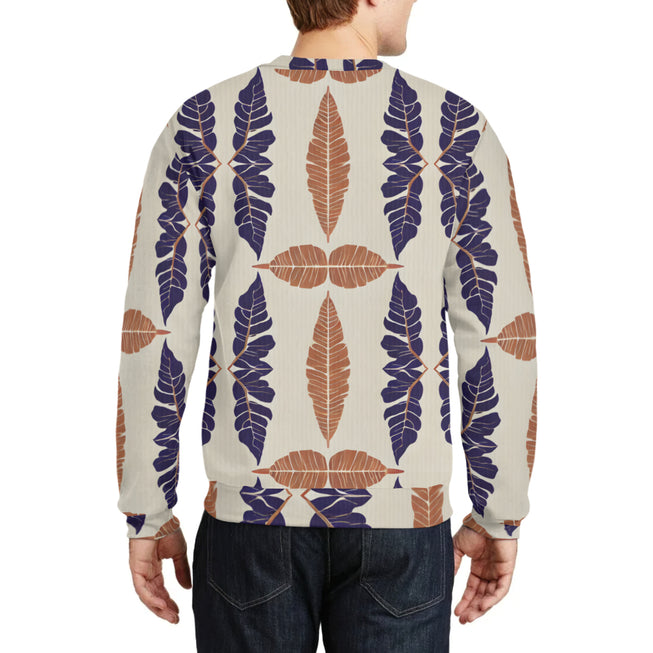 Tropical Leaf Crew Neck Sweater