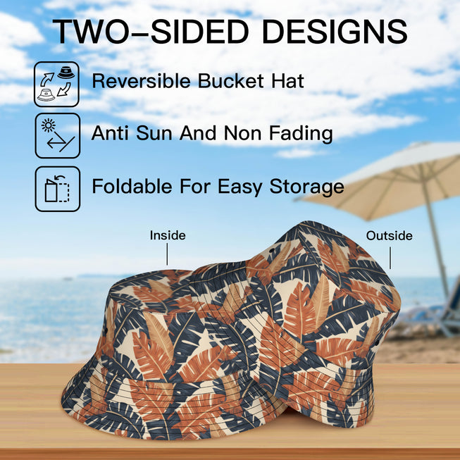 Tropical Leaves Double-Sided Unisex Polyester Bucket Hat