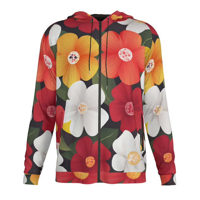 Floral Pattern Men's Zip Up Hoodie