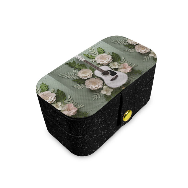 Floral Guitar Personalized Portable Jewelry Box