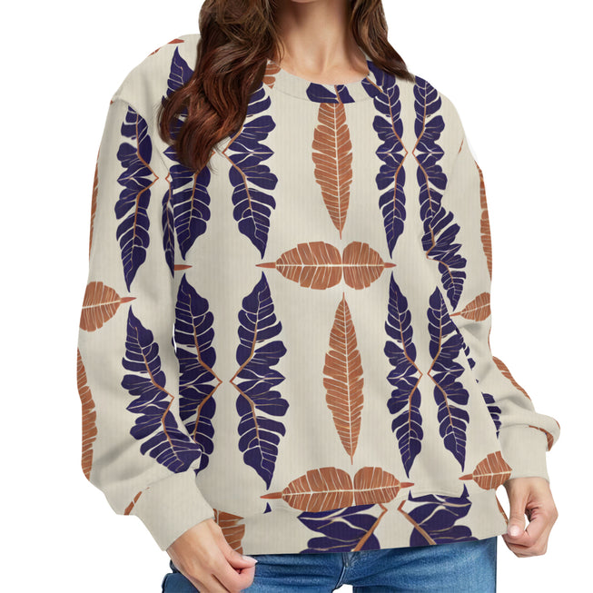 Tropical Leaf Crew Neck Sweater