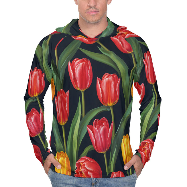 Tulip Pattern Men's Sun Protection Long Sleeve Hoodie