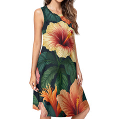 Hibiscus Tropical Pattern Women's Casual Dress |