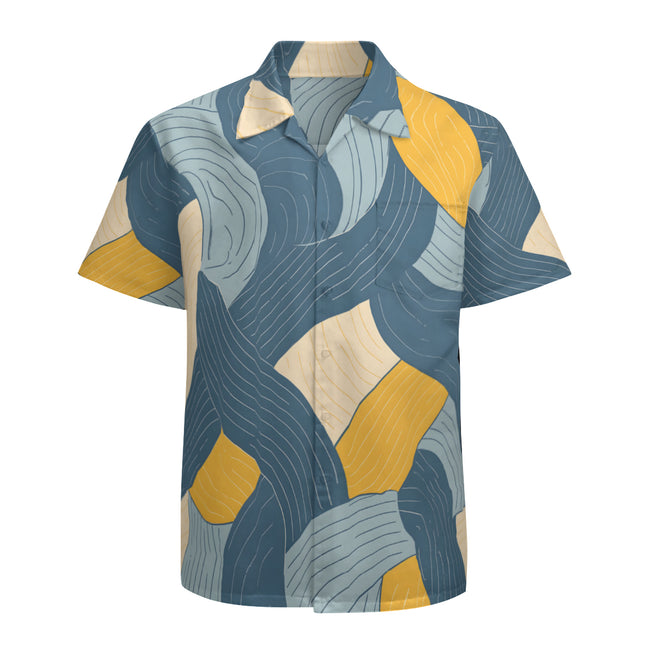 Abstract Orange And Blue Men's Casual Short-Sleeved Shirt