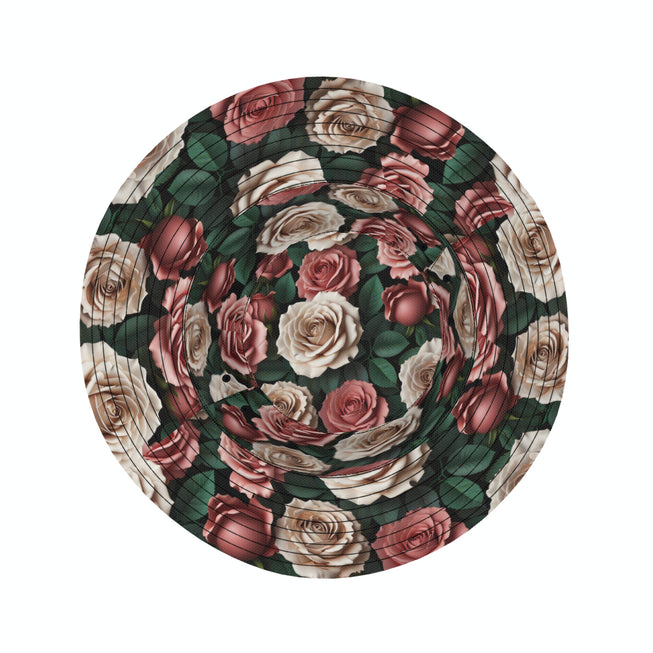 Rose Pattern Double-Sided Unisex Polyester Bucket Hat