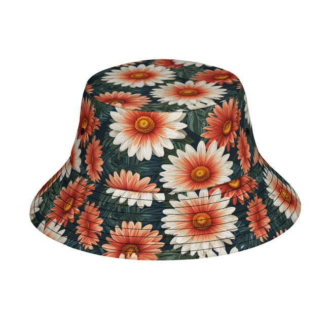 Daisy Pattern Double-Sided Unisex Polyester Bucket Hat