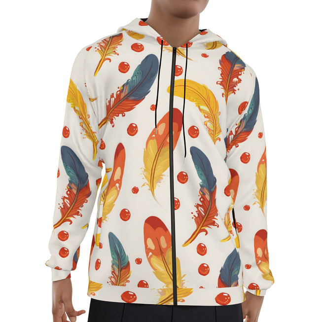 Vibrant Feathers Men's Zip Up Hoodie