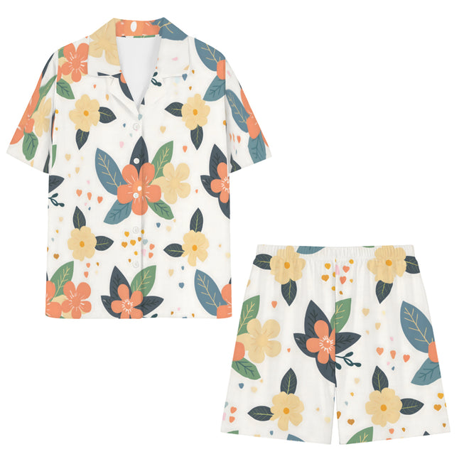 Firefly Floral Seamless Pattern Men's Shirt And Short Set