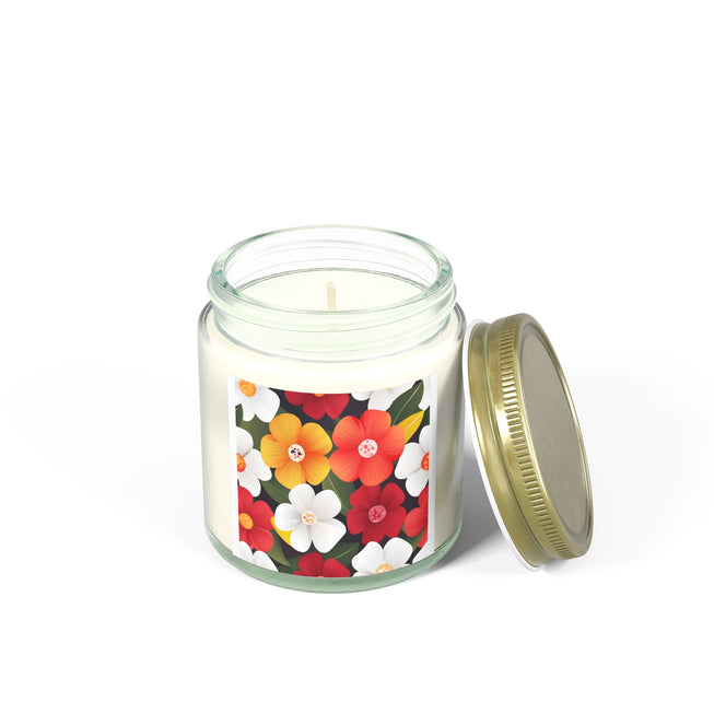 Flower Pattern Scented Coconut Apricot Candles (4oz, 9oz)