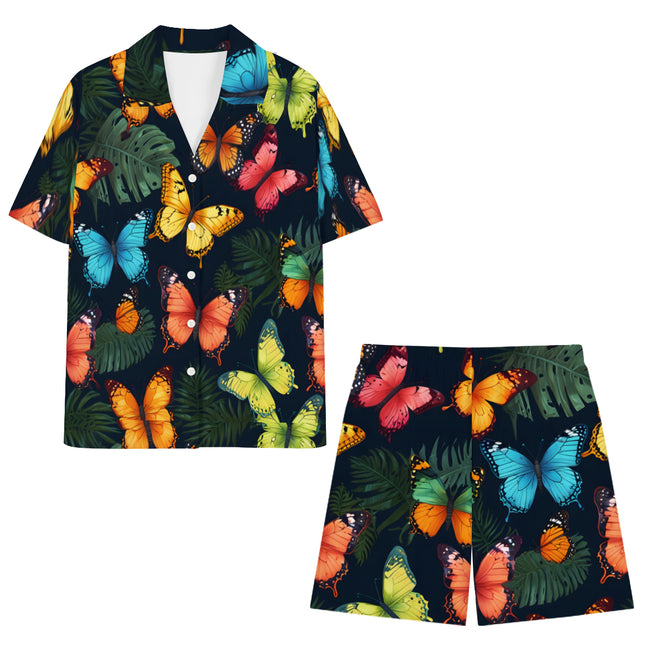 Tropical Butterfly Men's Shirt And Short Set