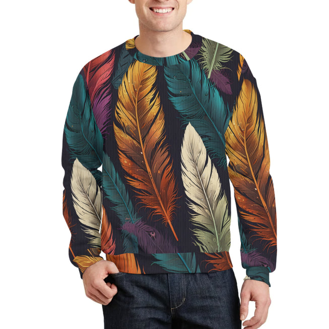 Elegant Feathers Crew Neck Sweater