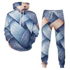 Denim Design Men's Adult Hoodie Set