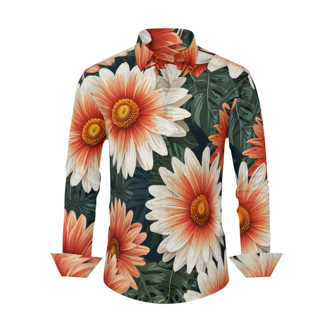 Daisy Pattern Men's Classic Long-Sleeved Shirt