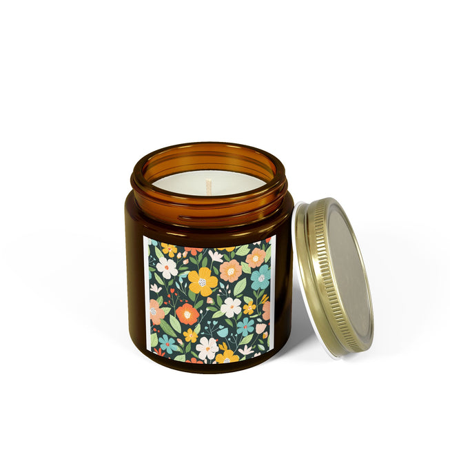 Floral Pattern Scented Coconut Apricot Candles (4oz, 9oz)