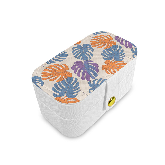 Bold Tropical Leaf Pattern Personalized Portable Jewelry Box