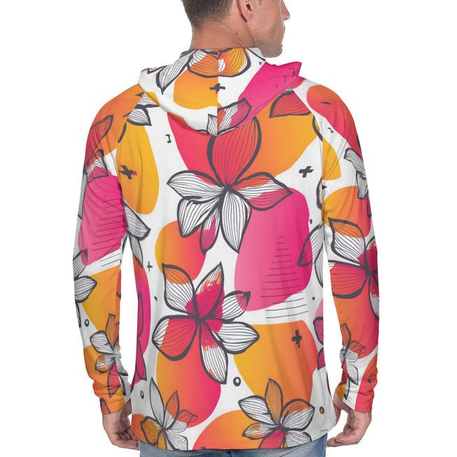 Floral Shapes Men's Sun Protection Long Sleeve Hoodie