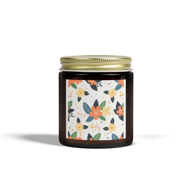 Floral Pattern Scented Coconut Apricot Candles (4oz, 9oz)