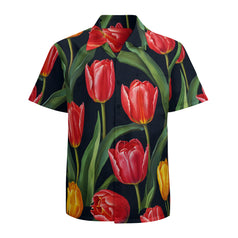 Tulip Pattern Men's Casual Short-Sleeved Shirt